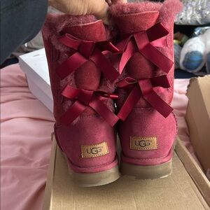 UGG Red Suede Boots with Bows